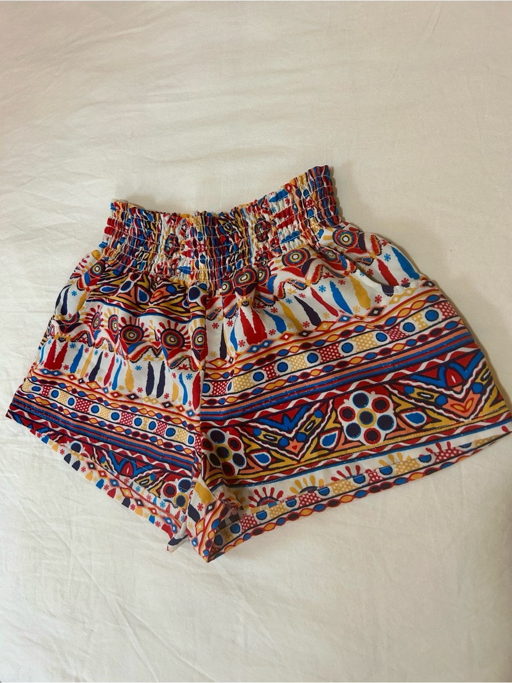 Threads 4 Thought Boho Geometric Smocked Waist Shorts Eco Friendly Large
